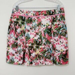 EP Pro Pleated Golf Skort Pink Green Watercolor Print Size 10